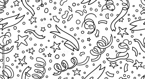 A festive vector graphic illustration of confetti and stars in a celebratory design