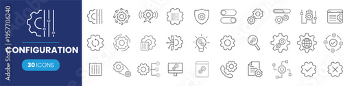 Configuration icon set. Contain icons related to configuration, settings, options, gear and more. Outline Icon Collection.