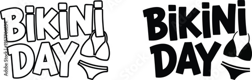 Bikini Day text graphic with swimwear illustration
