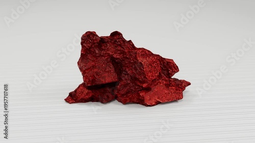 Multiple Red Cinnabar Mineral Chunks Arranged On Surface