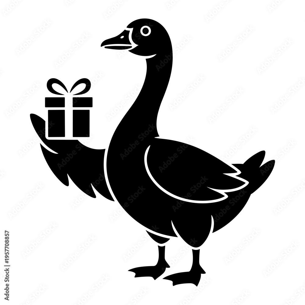 Fototapeta premium Goose Holding Gift Illustration