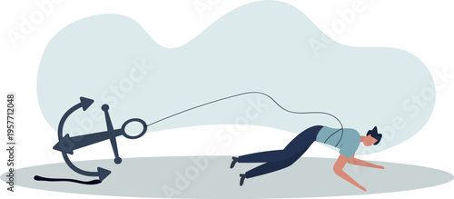 Freedom, relief or escape from bad habit, psychology anchoring effect or cut heavy burden to growing more concept.person's life situation and his activities.