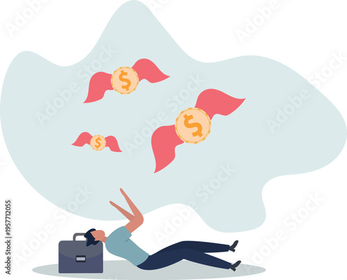 Losing money from business failure or investment mistake, tax or debt problem, bankruptcy or economic crisis or recession concept.person's life situation and his activities.