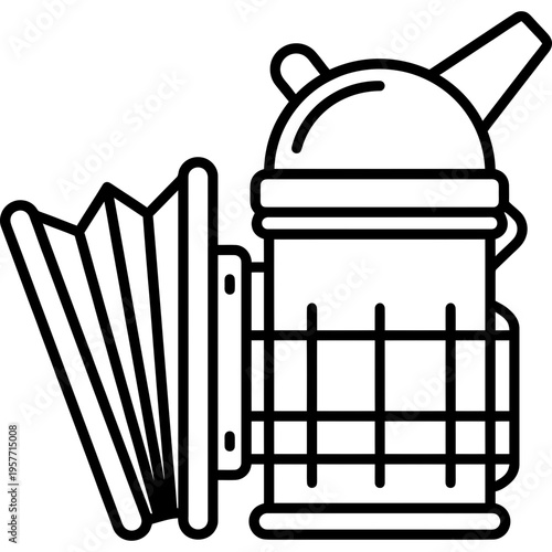 Minimalistic beekeeping smoker outline icon
