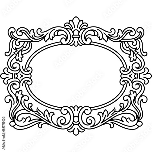 Minimalistic ornamental map cartouche frame outline icon