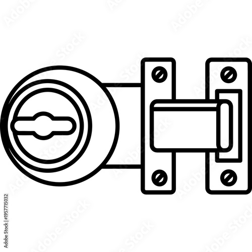 Minimalistic deadbolt door lock mechanism outline icon