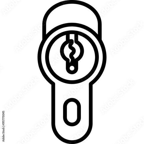 Minimalistic door cylinder lock with keyhole outline icon
