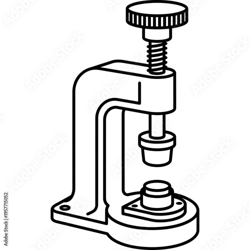 Minimalistic watch crystal press tool outline icon