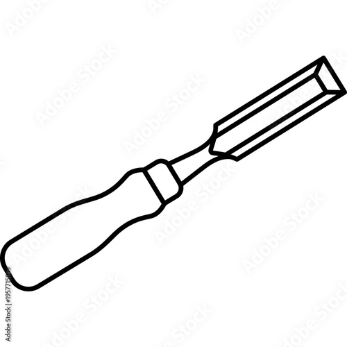 Minimalistic Japanese dovetail chisel nomi outline icon