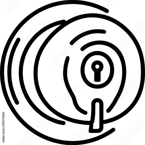 Minimalistic round door knob with lock outline icon