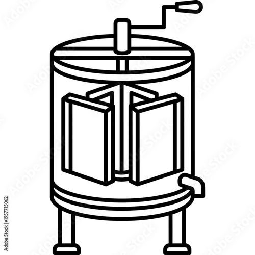 Minimalistic centrifugal honey extractor drum outline icon