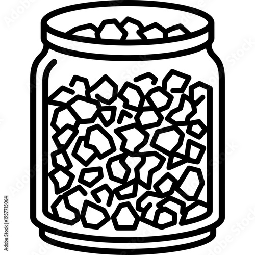 Minimalistic crushed glass frit granules outline icon