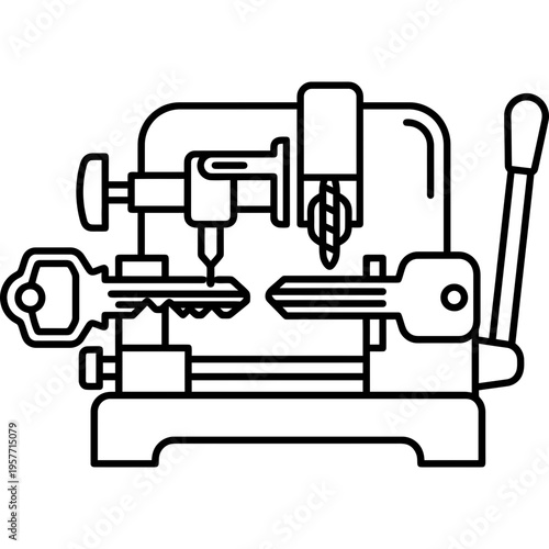 Minimalistic key cutting duplicating machine outline icon