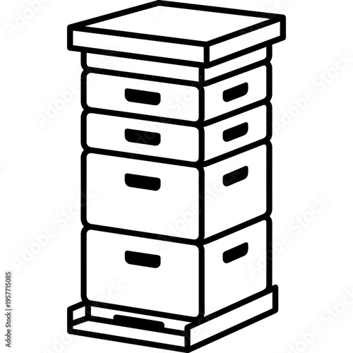 Minimalistic stacked Langstroth beehive outline icon