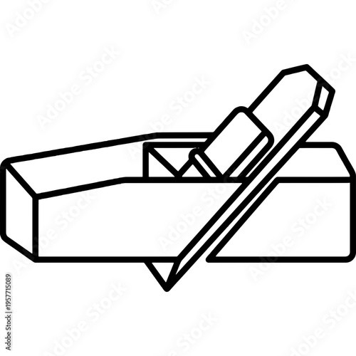 Minimalistic Japanese kanna hand plane outline icon