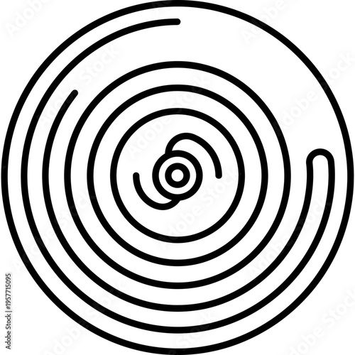 Minimalistic watch mainspring barrel outline icon