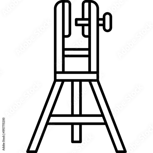 Minimalistic leather stitching pony clamp outline icon