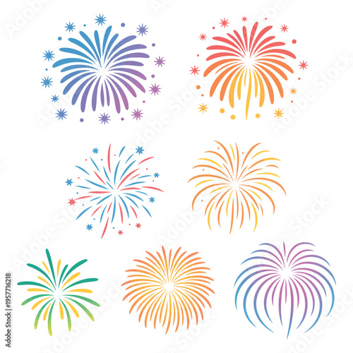 Colorful vector fireworks pattern floral illustration for celebration and holiday design