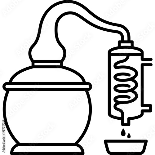 Minimalistic copper pot still outline icon