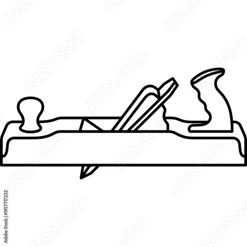 Minimalistic long cooper jointer plane outline icon