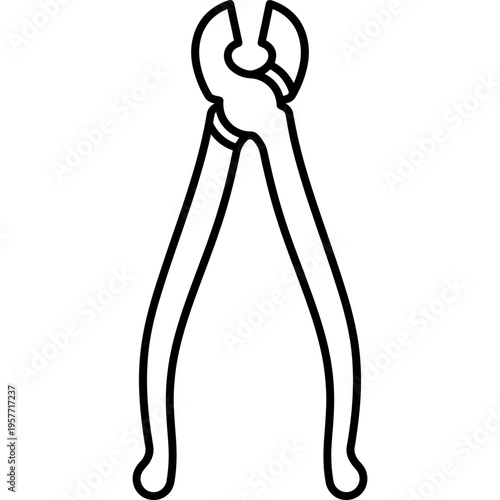 Minimalistic farrier clinch cutter tool outline icon