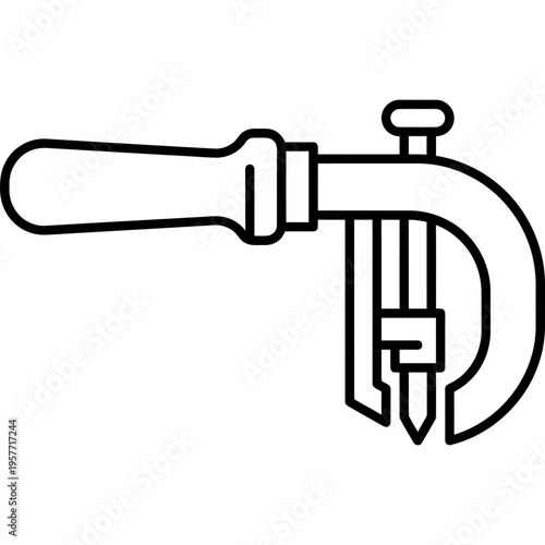 Minimalistic coopering croze groove cutting tool outline icon