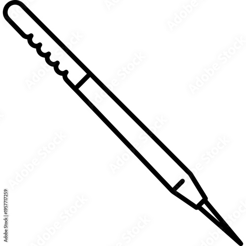 Minimalistic fine etching needle scribing tool outline icon