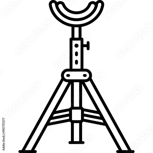 Minimalistic farrier hoof stand tripod outline icon