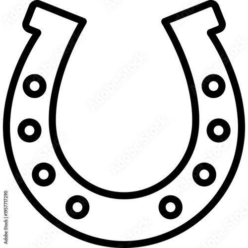 Minimalistic horseshoe with nail holes outline icon