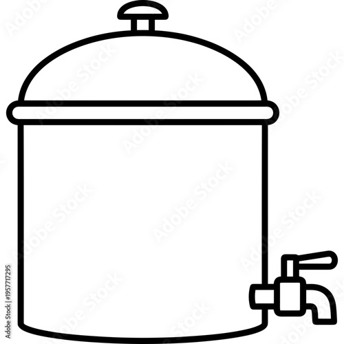 Minimalistic brewing mash tun vessel outline icon
