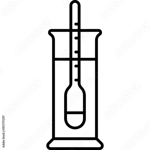 Minimalistic brewing hydrometer in test jar outline icon