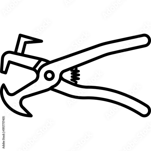 Minimalistic farrier horseshoe puller tool outline icon