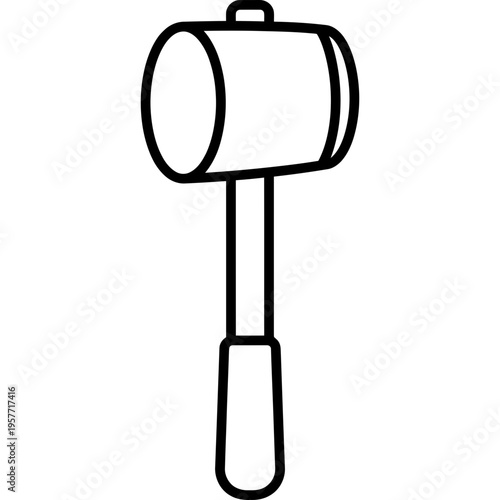 Minimalistic round stone carving mallet outline icon