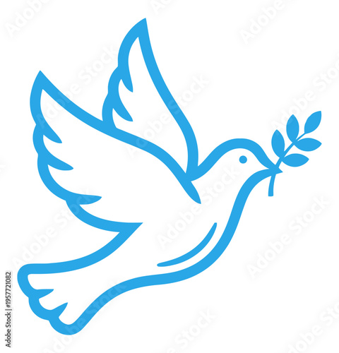 Peaceful dove olive branch vector illustration single icon symbol of hope faith tranquility easter palm sunday celebrations religious design asset editable scalable vector art