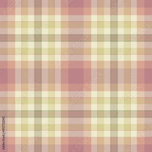 Repeating plaid seamless tartan, popular vector texture check. Advertisement fabric pattern textile background in pastel and light colors.