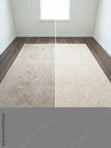 Comparison of carpet sections, one pristine, one soiled, showcasing the power of carpet cleaning and restoration 