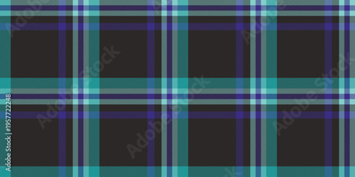 Warmth background plaid check, complexity vector seamless tartan. Gentle textile pattern fabric texture in dark and teal colors.