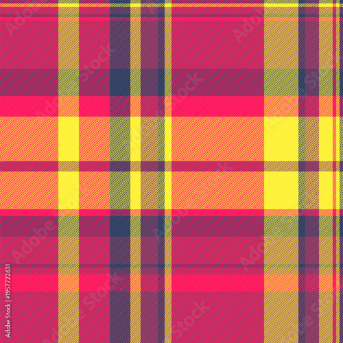 Shop vector plaid textile, veil background check texture. Nostalgic pattern seamless tartan fabric in bright and pink colors.