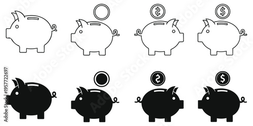 Piggy bank savings concept with coins