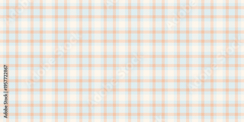 Regular check fabric seamless, figure pattern texture tartan. Male textile background vector plaid in white and sea shell colors.