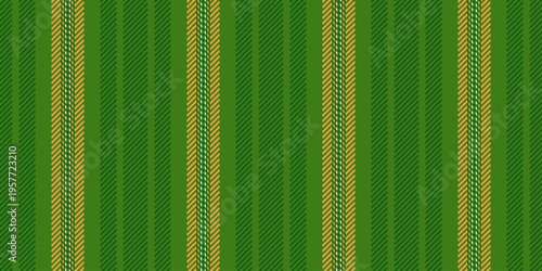 Wide textile lines vertical, cosy texture background seamless. Tone vector fabric pattern stripe in green and orange colors.