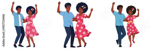 Happy black man and woman having fun at festival, perfect for event posters, social media marketing, diversity-themed advertising, and lifestyle blog headers