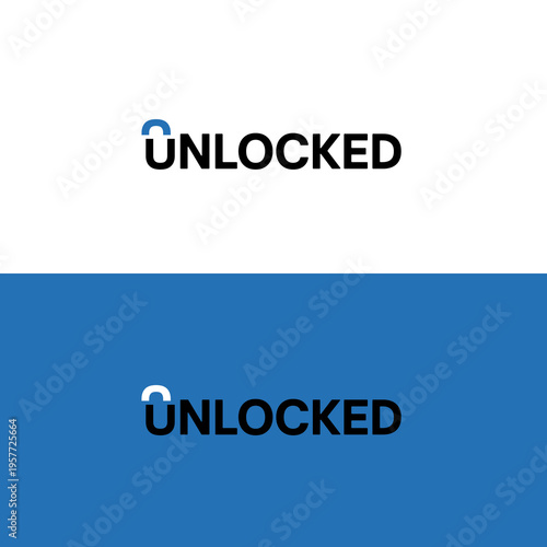 unlocked logo, logo, logotype, padlock, design, vector, illustration, icon, symbol, brand, graphic, modern, minimalist, letter, business