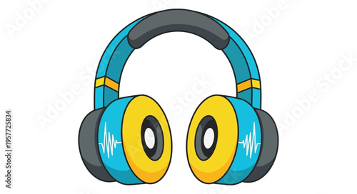 Colorful Headphones with Yellow Ears.