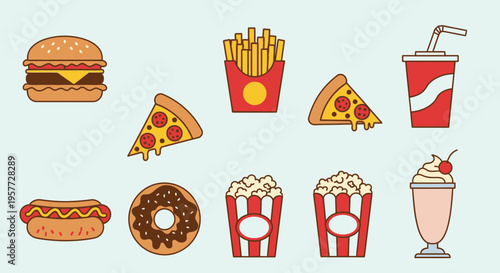 Colorful fast food items on display.