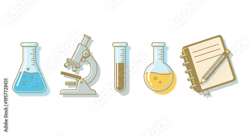 Laboratory equipment and science tools.