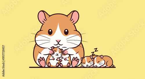 Cute Hamster Family Portrait.