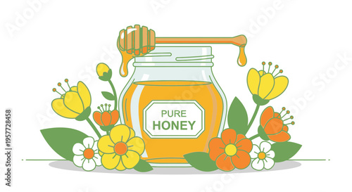Pure honey in a jar.