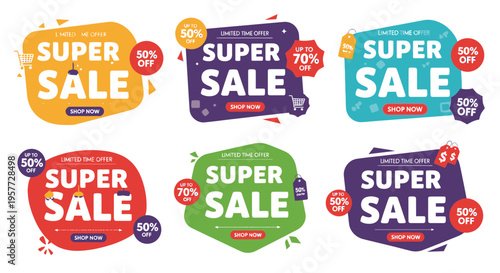 Super sale discount labels set.