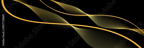 Abstract black background with gold lines. Elegant wave modern wallpaper. Template banner background for beauty products, sales, ads, events, web and pages. Eps10